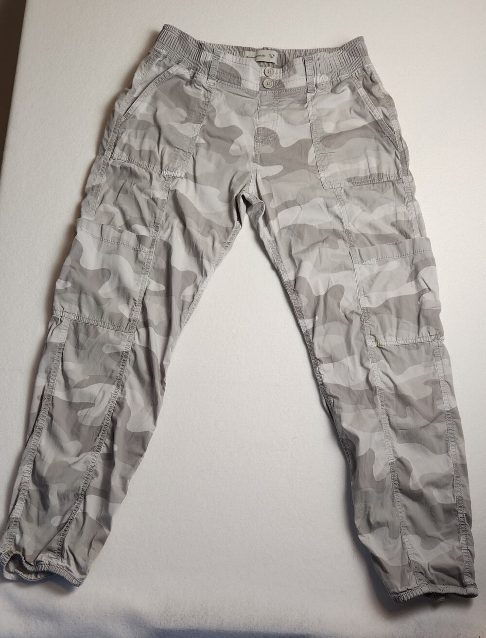 Abercrombie Fitch Pants Sz 16-18 Gray Camo Cargo Paratrooper Military Y2k